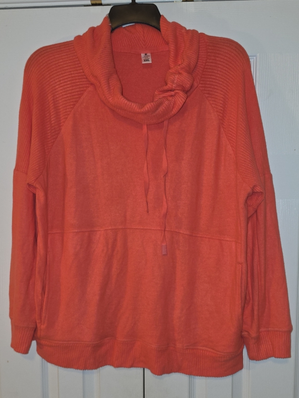 Cozy Coral Cowl Neck Pullover Sweater